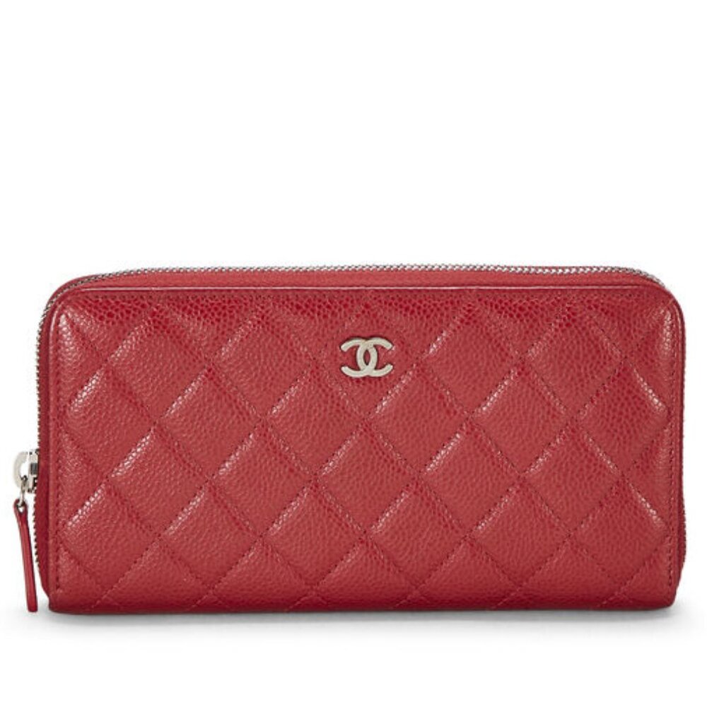 Authentic Chanel Caviar Leather Zip-Around Wallet